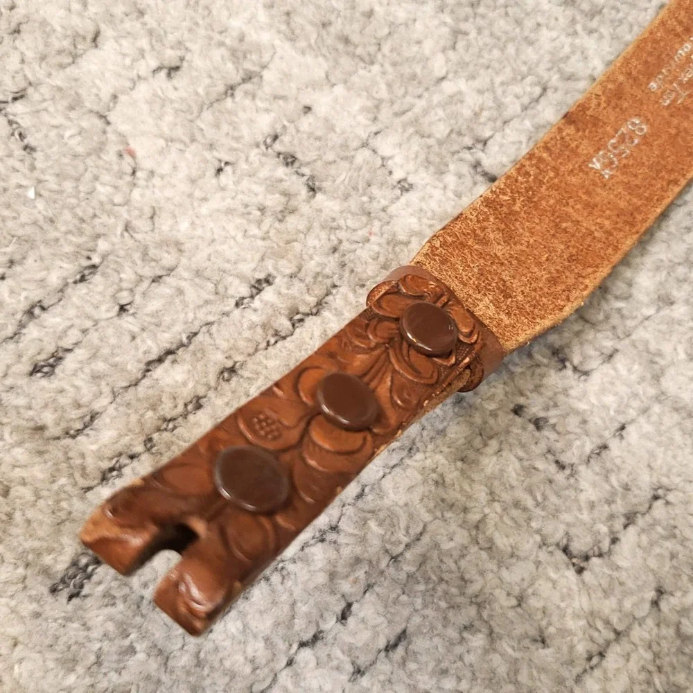 Saddle Craft by Tex Tan Full Grain Cowhide Stamped Leather Belt size 28